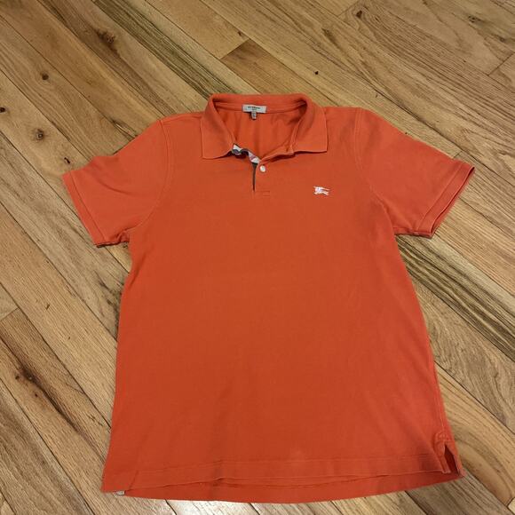 Burberry London Mens Large Orange Polo Shirt Nova Check Size Large - Picture 1 of 7